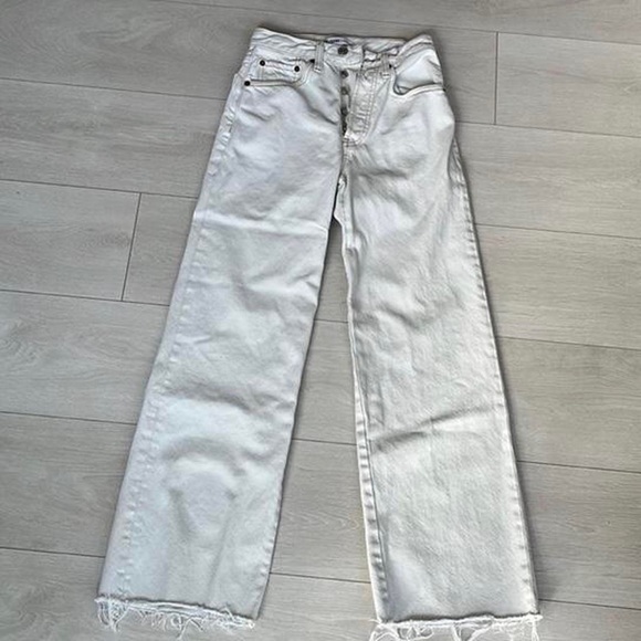 RE/DONE ORIGINALS- White / Bleach Light Wash Wide Leg Jeans - Picture 1 of 8